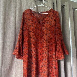 Manuhealii Red Floral Midi Dress